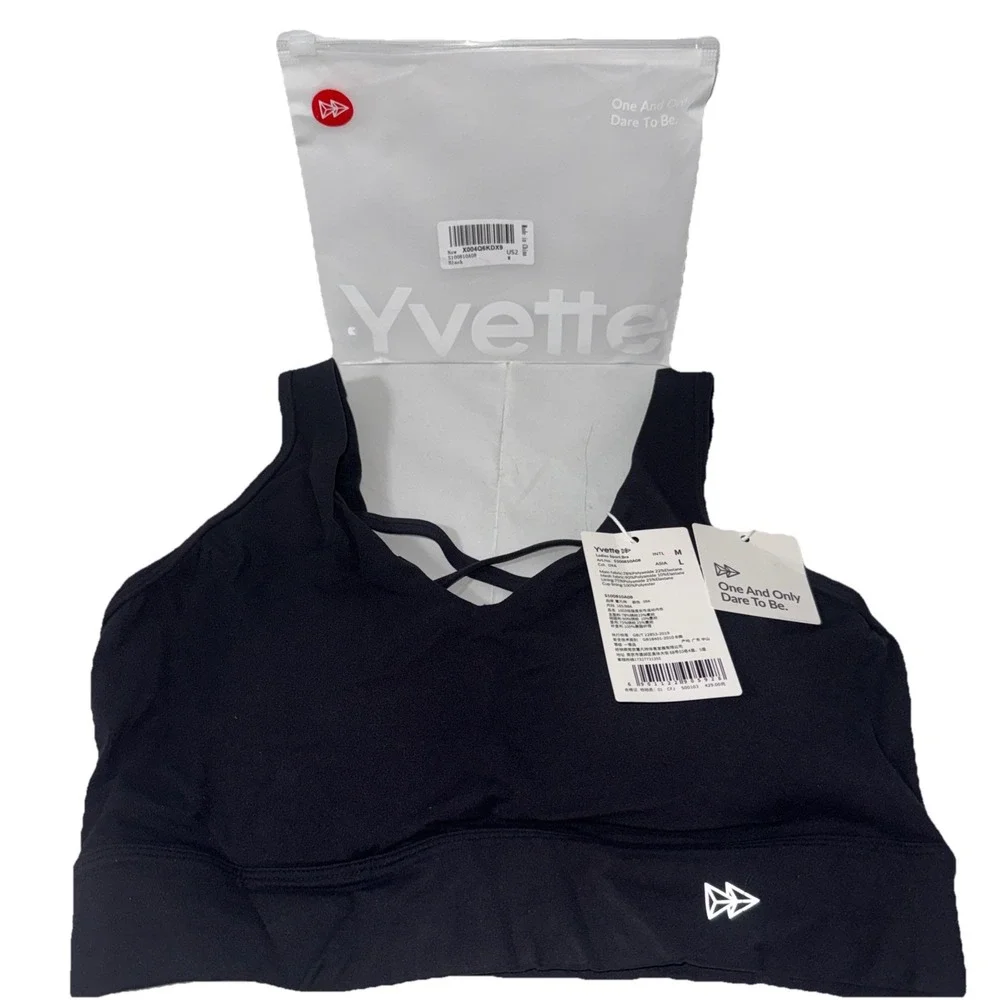 Yvette Women's Cross Back Sports Bras U-Neck Yoga‎ Bra with Wide Strap New